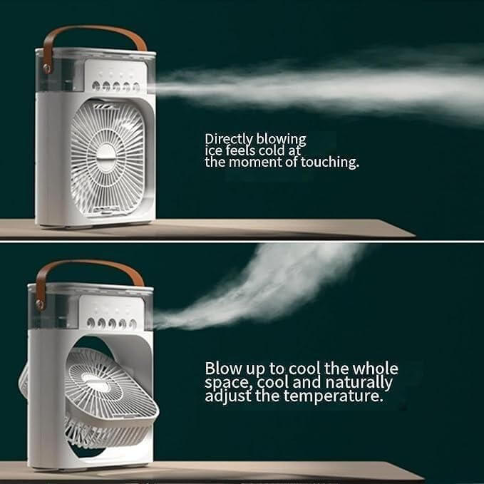 ❄️USB Air Cooler: portable fan 🌬️ with mist function for home cooling 🌿. Perfect for warm days! #Tech #Electronics