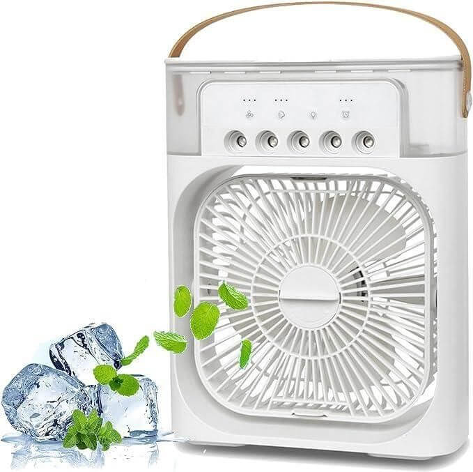 Multifunction Water Spray Mist Fan 💧 USB Electric Fan for home 🏡, portable cooler with ice cubes 🧊, tech & electronics.