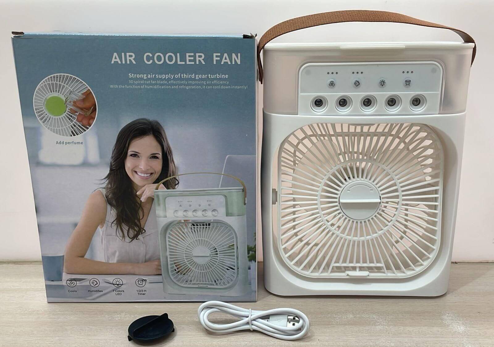 🌬️ USB Air Cooler Fan 💨 with Humidifier & Spray Mist, ideal for home comfort. Perfect Tech & Electronics accessory!